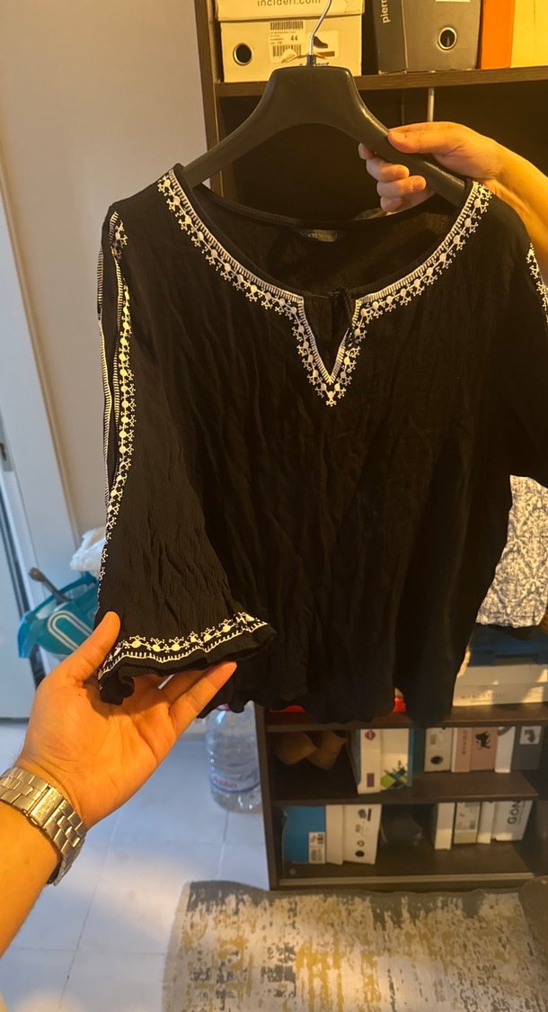 Bohem Gri Desenli Uzun Kollu Bluz ikili vericem ikili fiyatı - Görsel 2