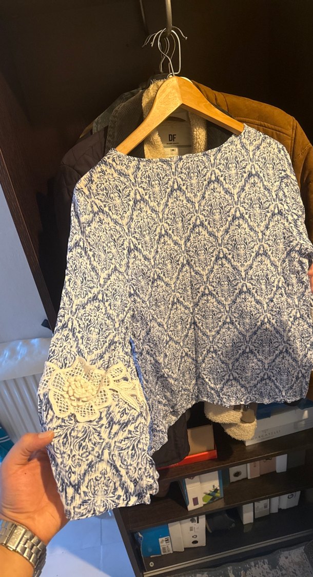 Bohem Gri Desenli Uzun Kollu Bluz ikili vericem ikili fiyatı - Görsel 3