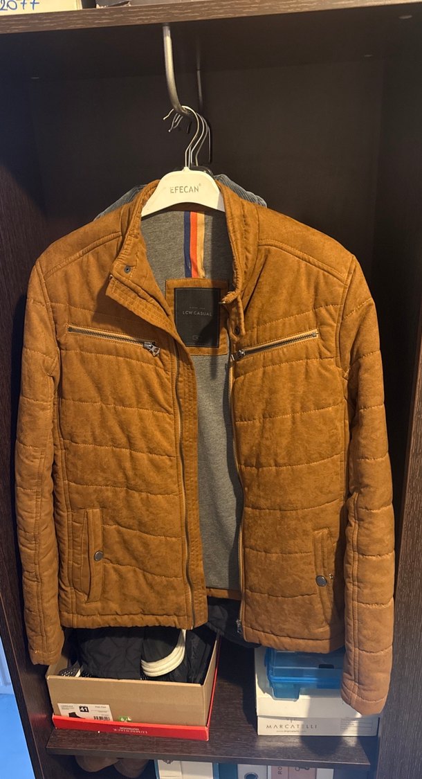 Deri Görünümlü Erkek Kahverengi Ceket - Görsel 4