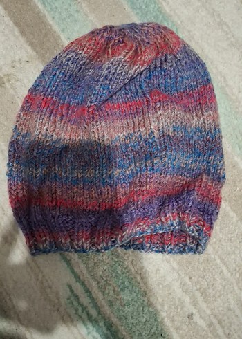 Renkli el Örgü Bohem Hırka ve şapka takım - Görsel 2