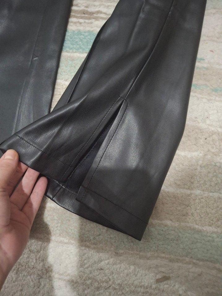 Kadın Siyah Deri Pantolon - Görsel 3