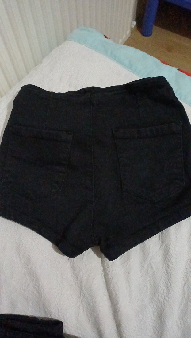 Siyah Kadın Denim Mini Şort - Görsel 3