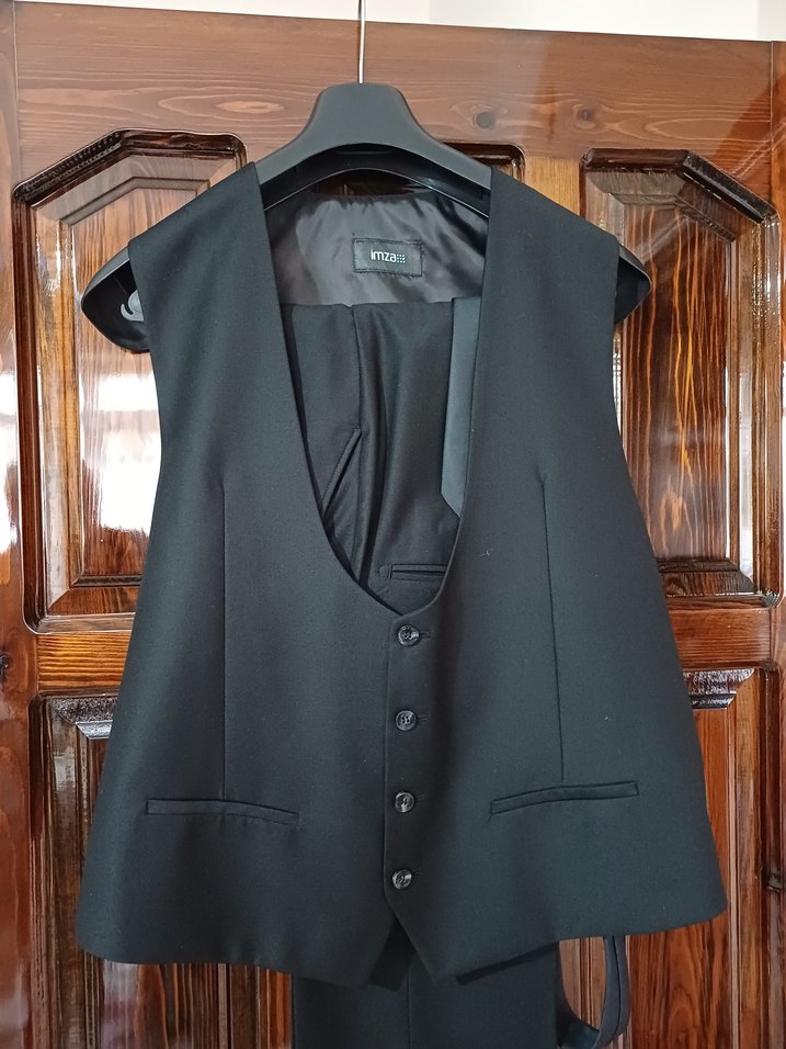 Düğmeli Siyah Erkek Takım Elbise - Görsel 2