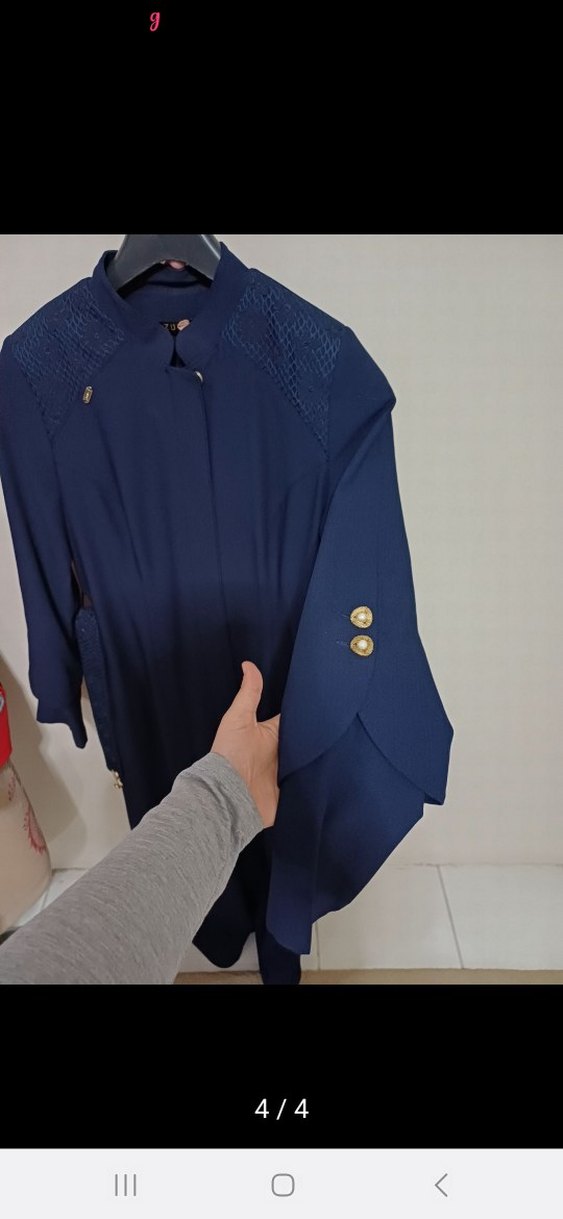 Kemerli Lacivert Uzun Kadın pardesü - Görsel 3