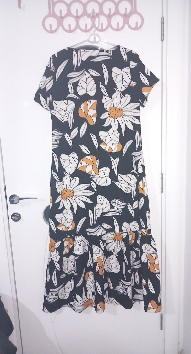 Çiçek Desenli Uzun Hamile Elbisesi - Görsel 2