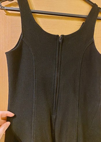 Siyah Midi Boy Fitili Elbise - Görsel 3