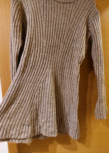 Gri Fitilli Kadın Triko Elbise - Görsel 3