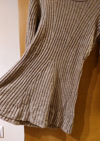 Gri Fitilli Kadın Triko Elbise - Görsel 4