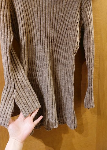 Gri Fitilli Kadın Triko Elbise - Görsel 5