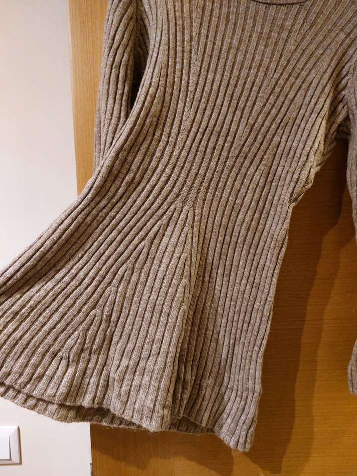 Gri Fitilli Kadın Triko Elbise - Görsel 4