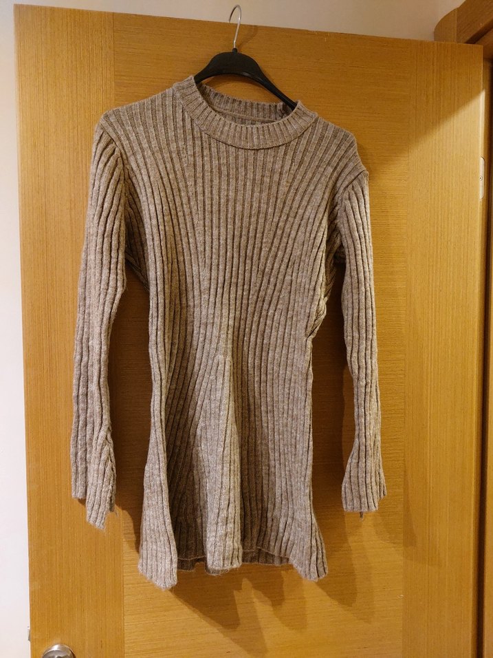 Gri Fitilli Kadın Triko Elbise - Görsel 2