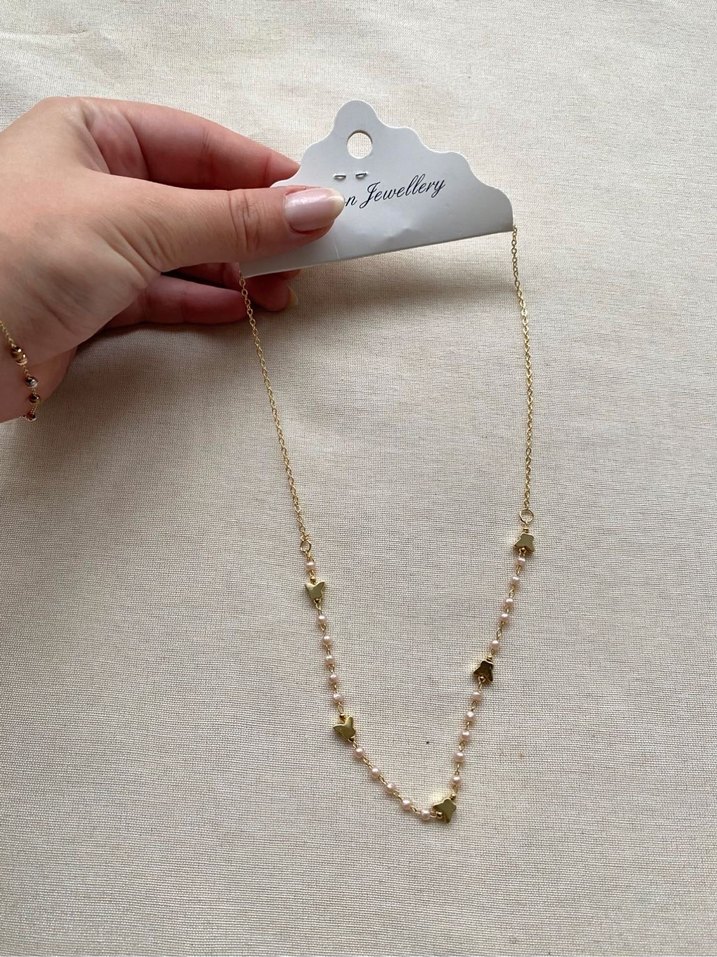 Pastel Boncuklu Altın Rengi Kadın Kolye - Görsel 2