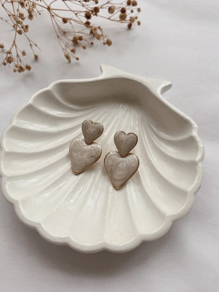 Beyaz Kalp Küpeler - Görsel 2