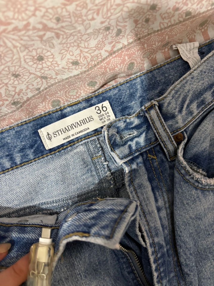 Stradivarius Mavi bağcıklı rahat kesim kadın kot pantolon - Görsel 2