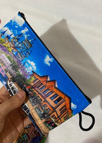 Renkli Eskisehir Baskılı Fermuarlı Cüzdan Seti - Görsel 2