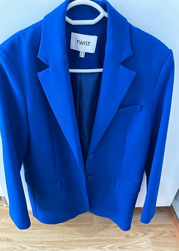 Düğmeli Mavi Kadın Blazer Ceket