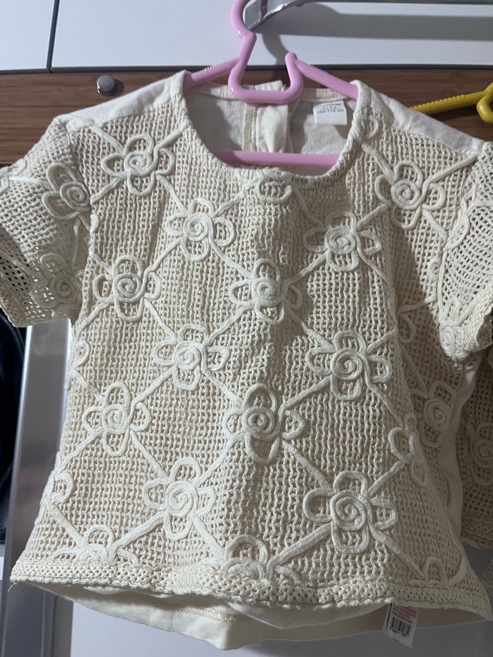 Dantel İşlemeli Beyaz Kısa Kollu Bebek Kız Takımı - Görsel 2