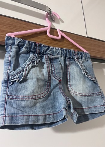 Kız Çocuk Mavi Bağcıklı Bol Kesim Denim Şort - Görsel 2