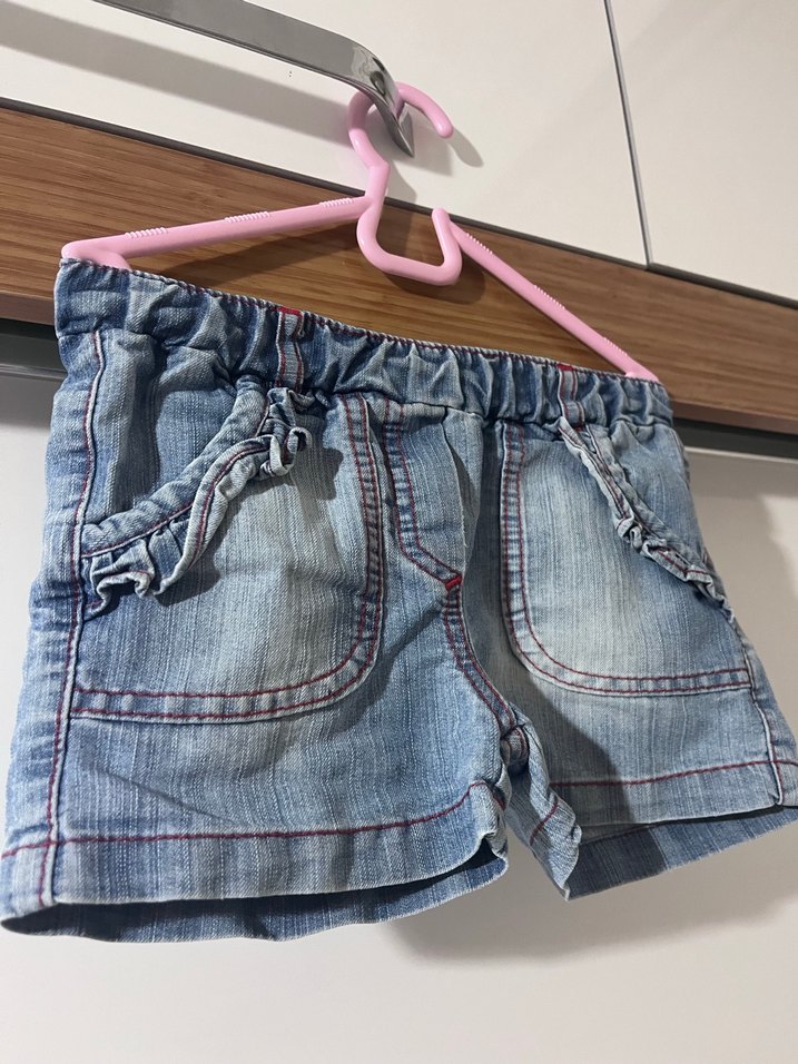 Kız Çocuk Mavi Bağcıklı Bol Kesim Denim Şort - Görsel 2