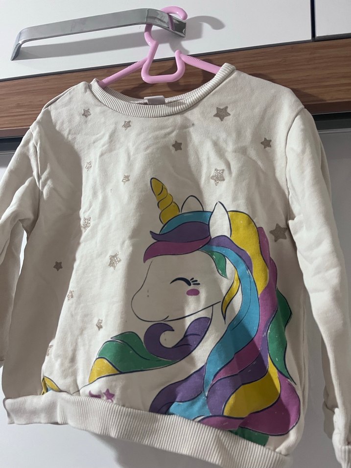 Kız Çocuk Unicorn Baskılı Uzun Kollu Sweatshirt 4-5 yaş - Görsel 2