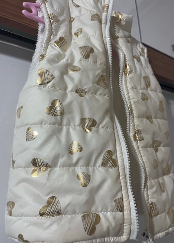 Kız Çocuk Parlak Beyaz Fermuarlı Yelek - Görsel 2