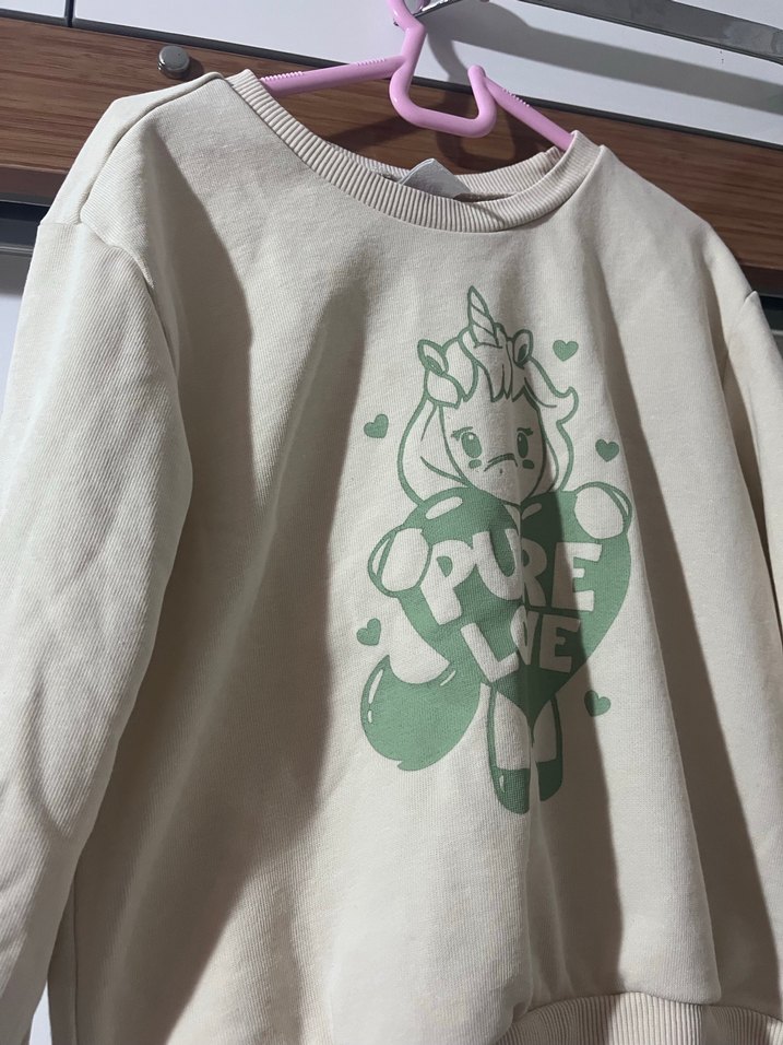 Bej Kız Çocuk Unicorn Baskılı Sweatshirt 4-5 yaş - Görsel 2