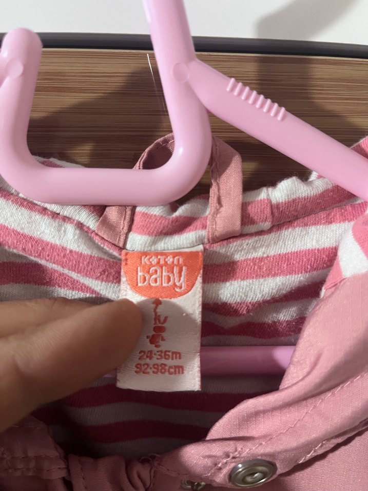 Kız Çocuk Pembe Düğmeli Yağmurluk - Görsel 3