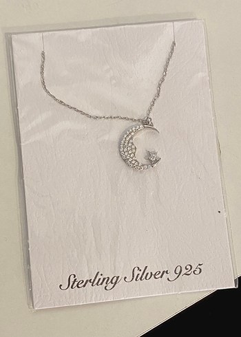 925 Ayar Gümüş Ay ve Yıldız Kolye