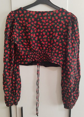 Kırmızı Desenli Bohem Uzun Kollu Bluz - Görsel 2