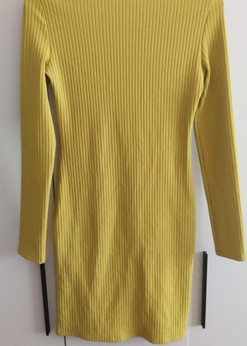 Sarı Uzun Kollu Triko Midi Elbise - Görsel 2