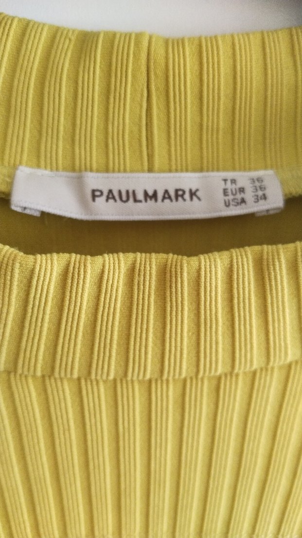 Sarı Uzun Kollu Triko Midi Elbise - Görsel 3