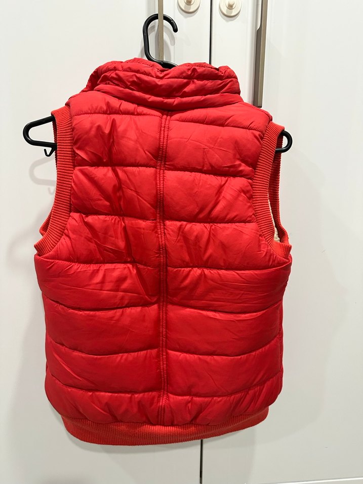 Kırmızı Kürklü Kadın Şişme Yelek - Görsel 2