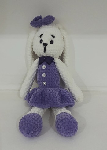 Mor Fiyonklu Peluş Oyuncak Tavşan