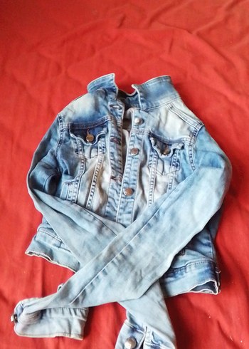 Gri Düğmeli Kadın Denim Ceket - Görsel 2