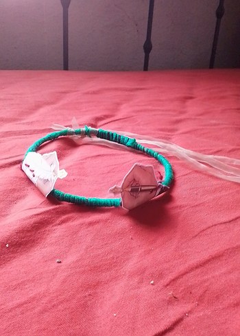 Turkuaz Nakışlı Elastik Bohem taç tokası - Görsel 2