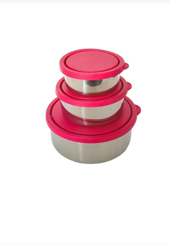 3 lü  Paslanmaz Çelik Saklama Kabı Seti - Görsel 3