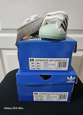 19 Beden beyaz Renk Orijinal Adidas SuperStar Işıklı Sneaker Çocuk
