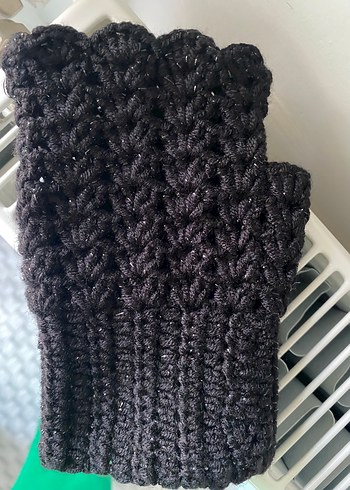 Dantel Detaylı Siyah Örgü Kadın Eldiven - Görsel 5