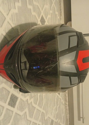 Kırmızı Gri Desenli Biker Motosiklet Kaskı - Görsel 2