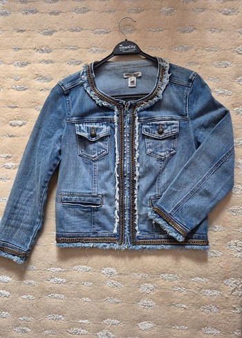 Mango Zincir Detayli Mavi Denim Kadın Ceket - Görsel 2