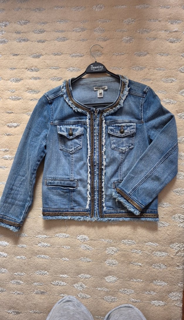 Mango Zincir Detayli Mavi Denim Kadın Ceket - Görsel 2