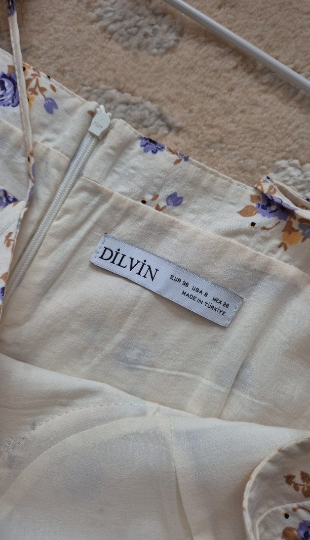 Dilvin Çiçek Desenli İnce Askılı Mini Elbise - Görsel 4