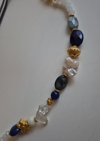 Uzun Lacivert Boncuklu Bohem Kadın Kolye - Görsel 3