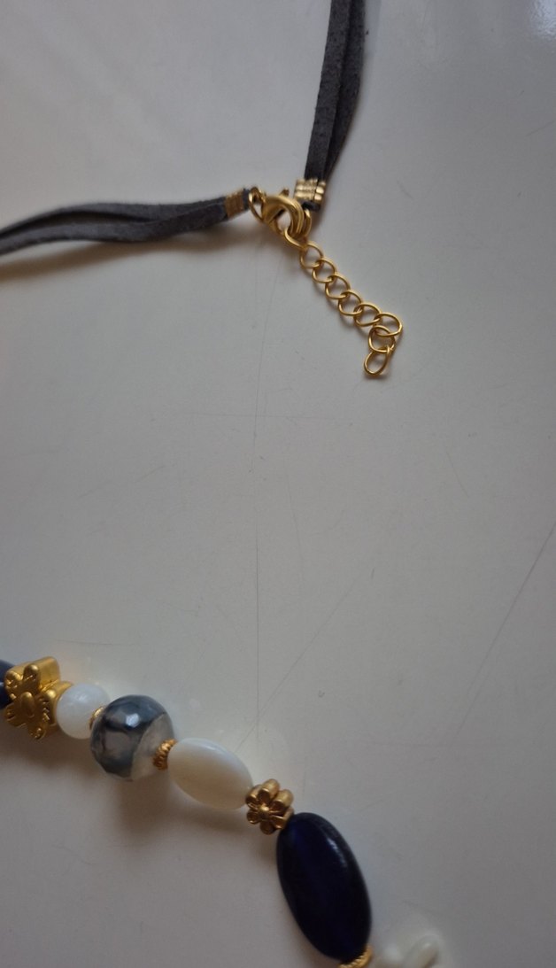 Uzun Lacivert Boncuklu Bohem Kadın Kolye - Görsel 4