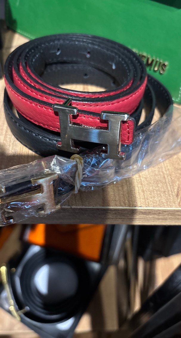 Hermes Kırmızı ve siyah  Deri Tokalı Kadın Kemer - Görsel 2