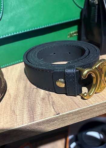 Celine Altın Tokalı Siyah Deri Kadın Kemer - Görsel 2