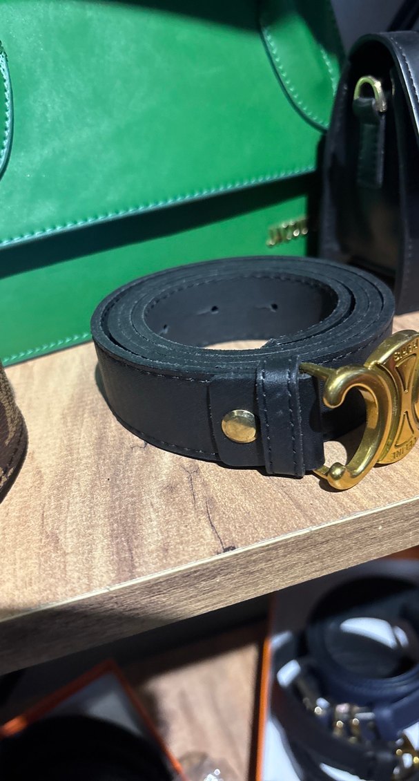 Celine Altın Tokalı Siyah Deri Kadın Kemer - Görsel 2