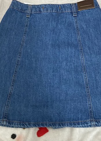 Diğer Düğmeli Mavi Denim Etek