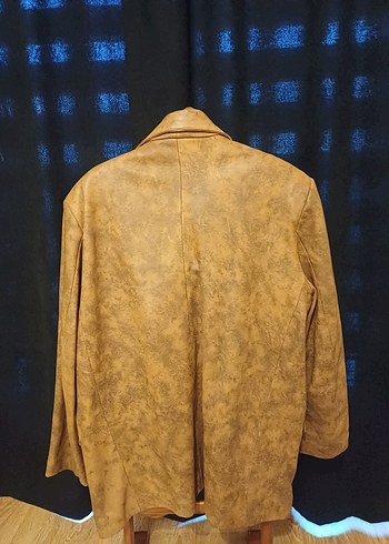 Vintage Erkek Deri Kahverengi Ceket - Görsel 3