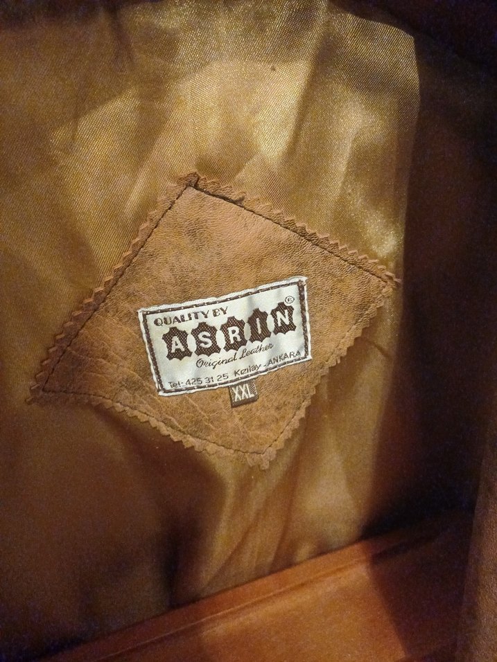 Vintage Erkek Deri Kahverengi Ceket - Görsel 2